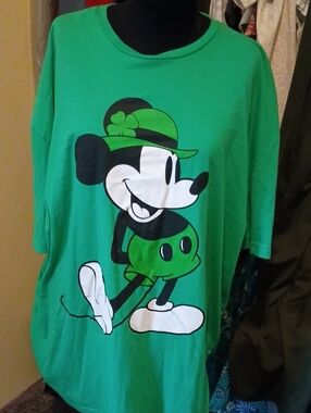 Green Mickey Mouse Graphic Top